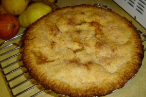 A tasty looking peach pie. Let's hope its looks aren't deceiving. 
