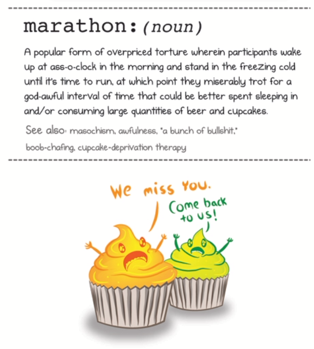 This comic, recently published in Runners World, makes me laugh. … Don’t worry, cupcakes, I’ll be back soon